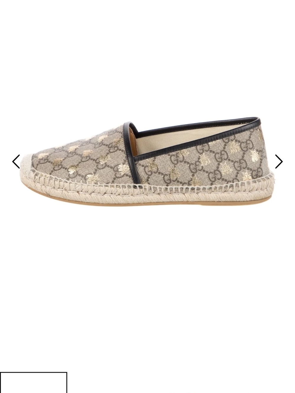 Gucci Beige GG Canvas Espadrille with Black Trim